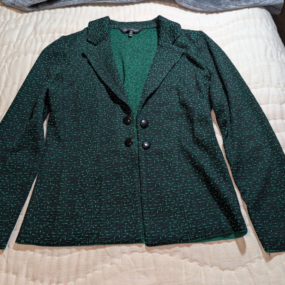 Ming Wang Dark Green Textured Blazer